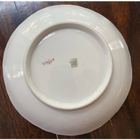 Weimar Germany Vintage Floral Serving Bowl 8.5 Diameter Gold leaf Detail - Picture 4 of 8